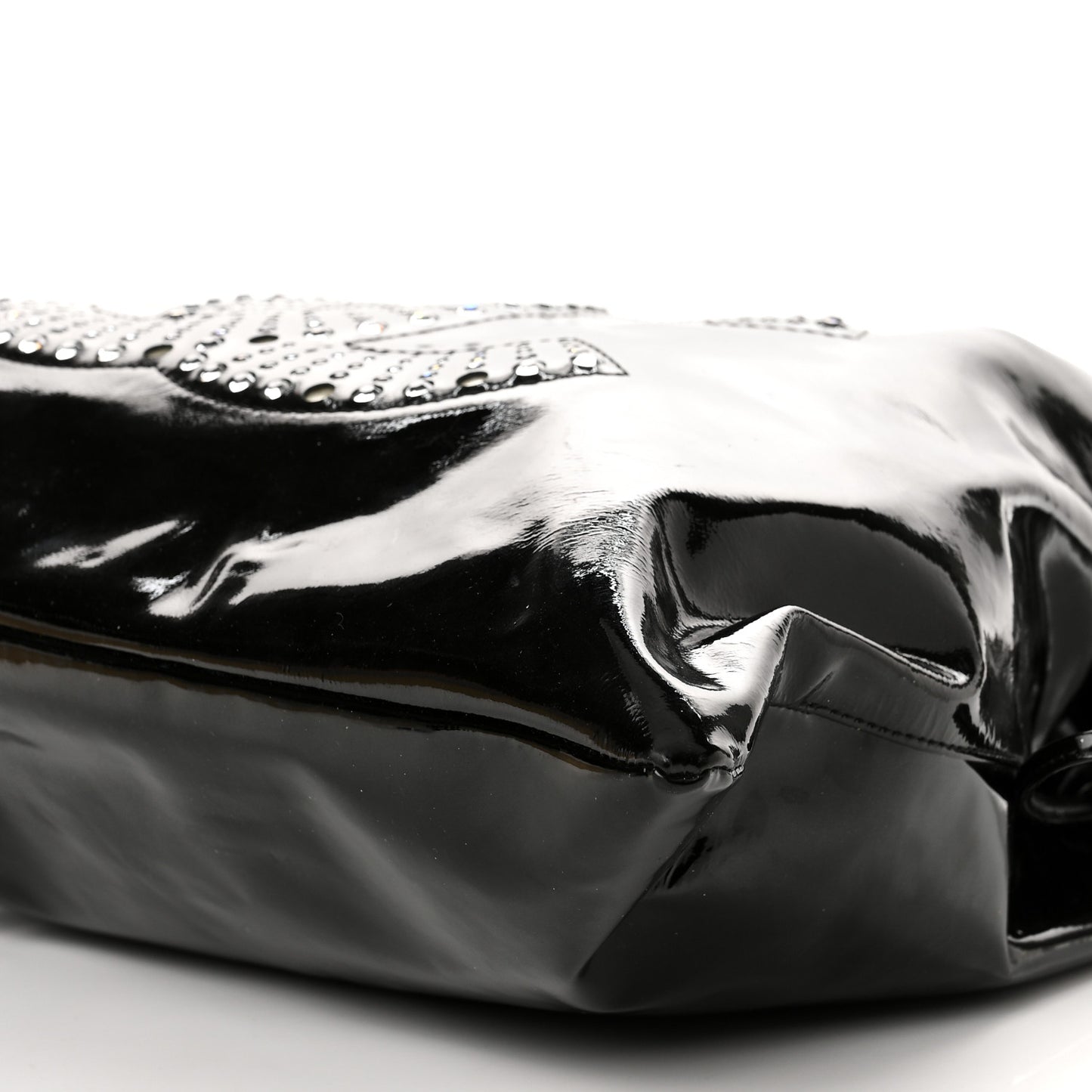 Patent Crystal Strass Bonbons Tote Black