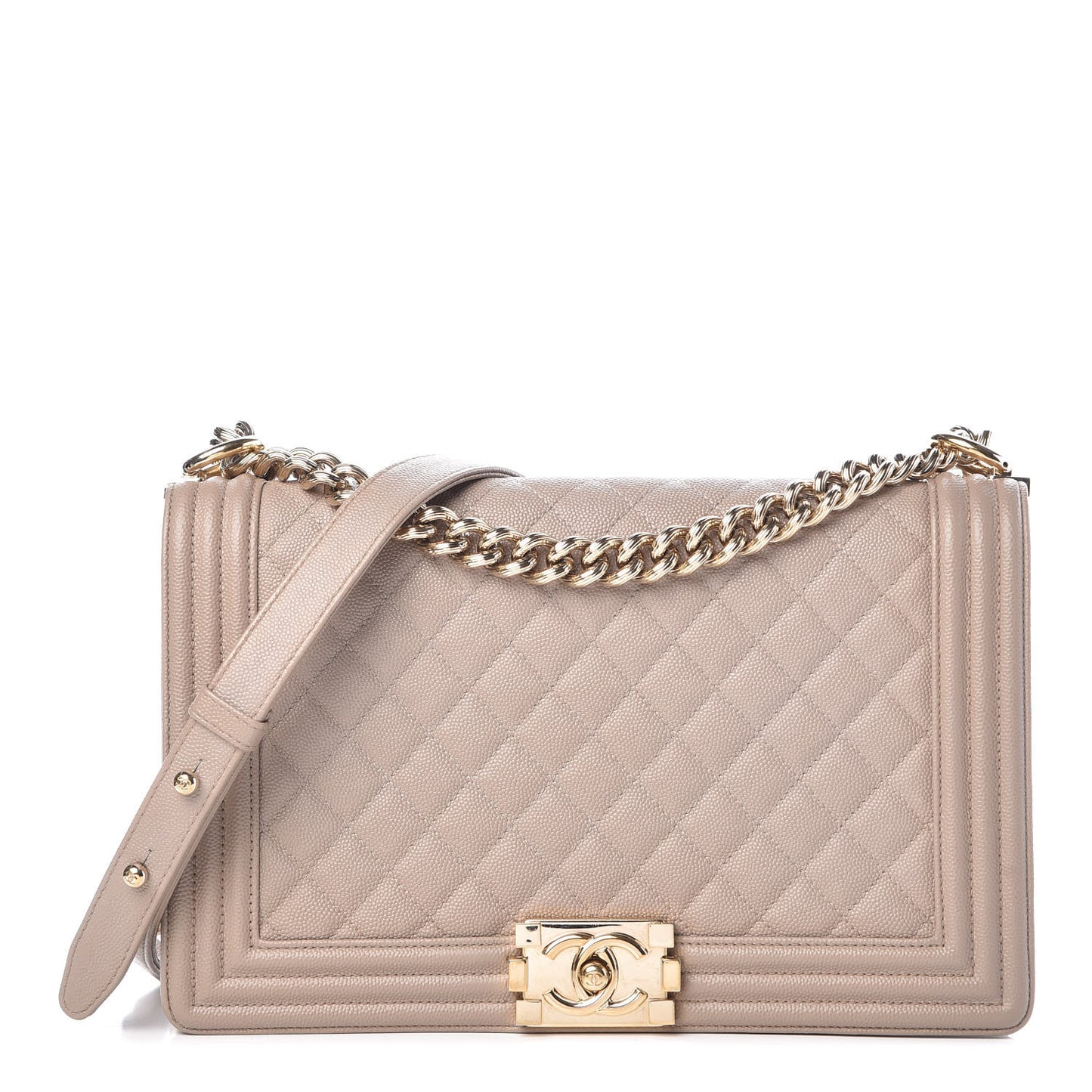 Caviar Quilted New Medium Boy Flap Dark Beige