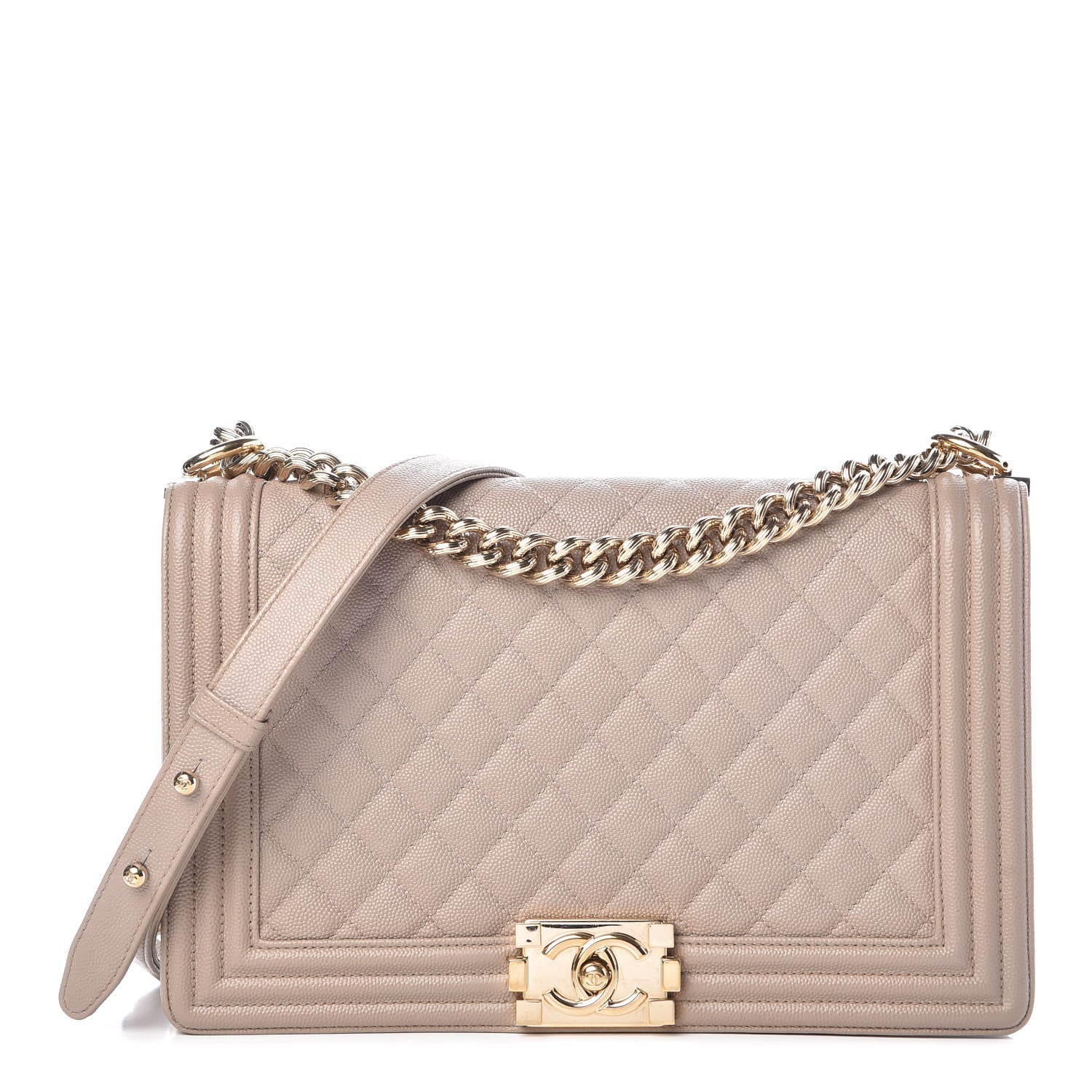 Chanel Caviar Quilted New Medium Boy Flap Dark Beige 1 of 12