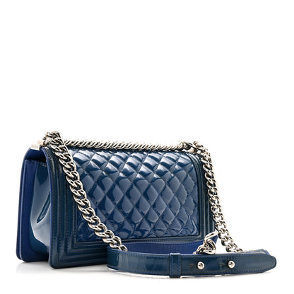 Chanel Patent Calfskin Quilted Medium Plexiglass Boy Flap Blue 3 of 16