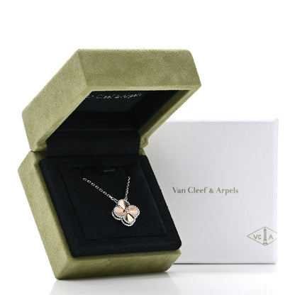Van Cleef & Arpels 18K White Rose Gold Diamond Guilloche Vintage Alhambra Pendant Necklace 6 of 6