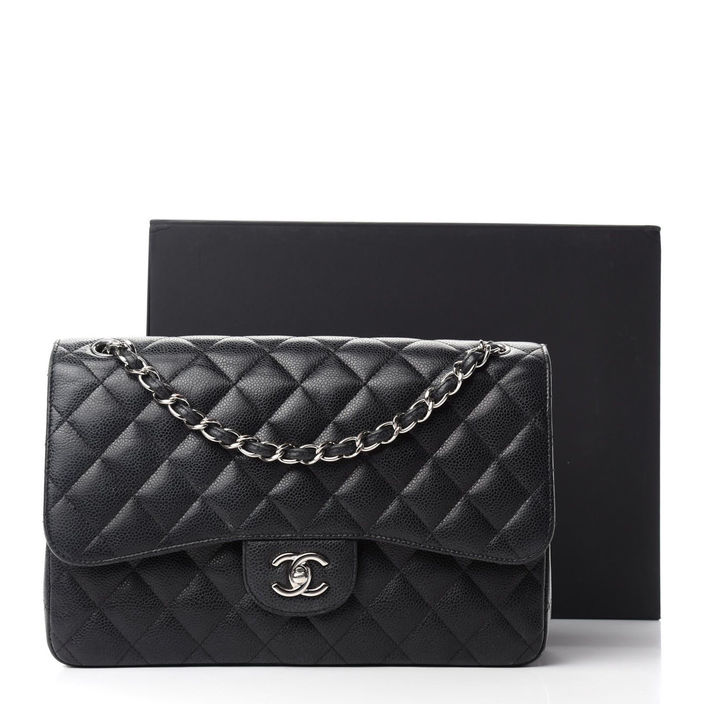 Caviar Quilted Jumbo Double Flap Black