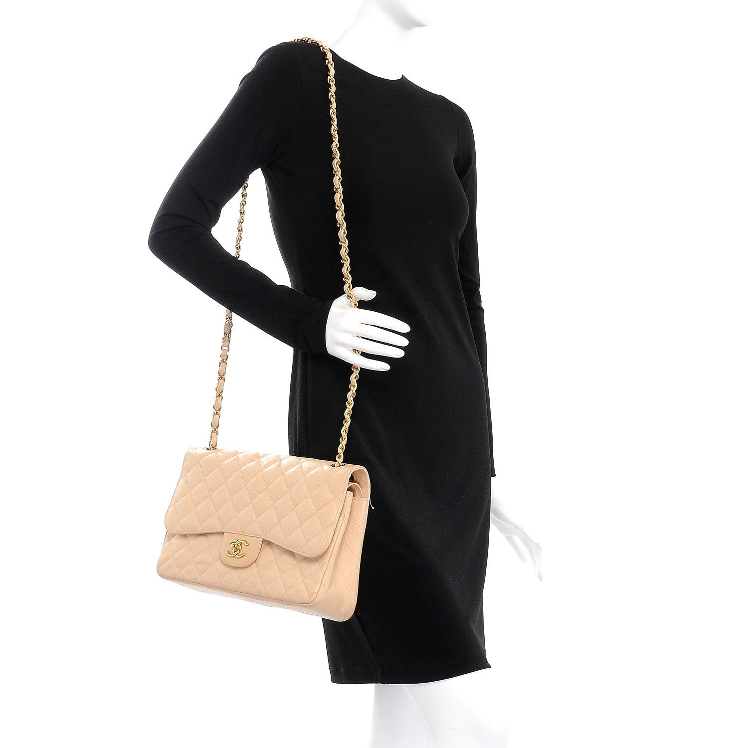 Chanel Caviar Quilted Jumbo Double Flap Beige Clair 2 of 18