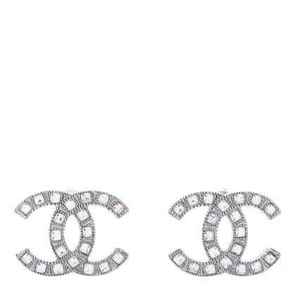 Chanel Baguette Crystal CC Earrings Silver 1 of 5