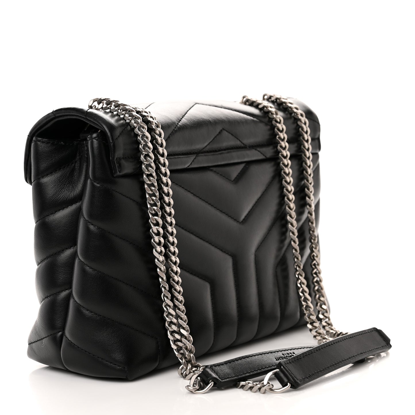 Calfskin Y Quilted Monogram Small Loulou Chain Satchel Black