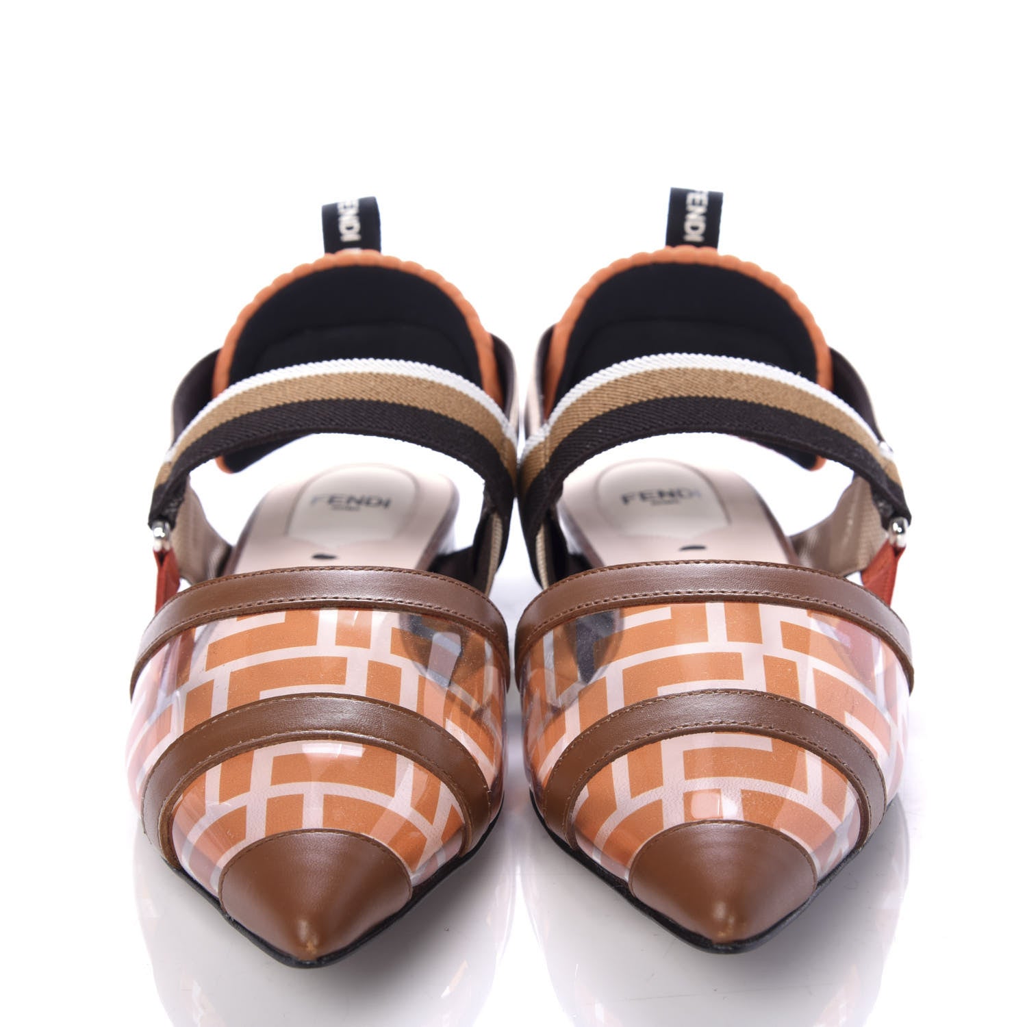 Fendi PVC Calfskin FF Colibri Slingback Ballerina Flats 39 Aranciata Cuoio 2 of 10