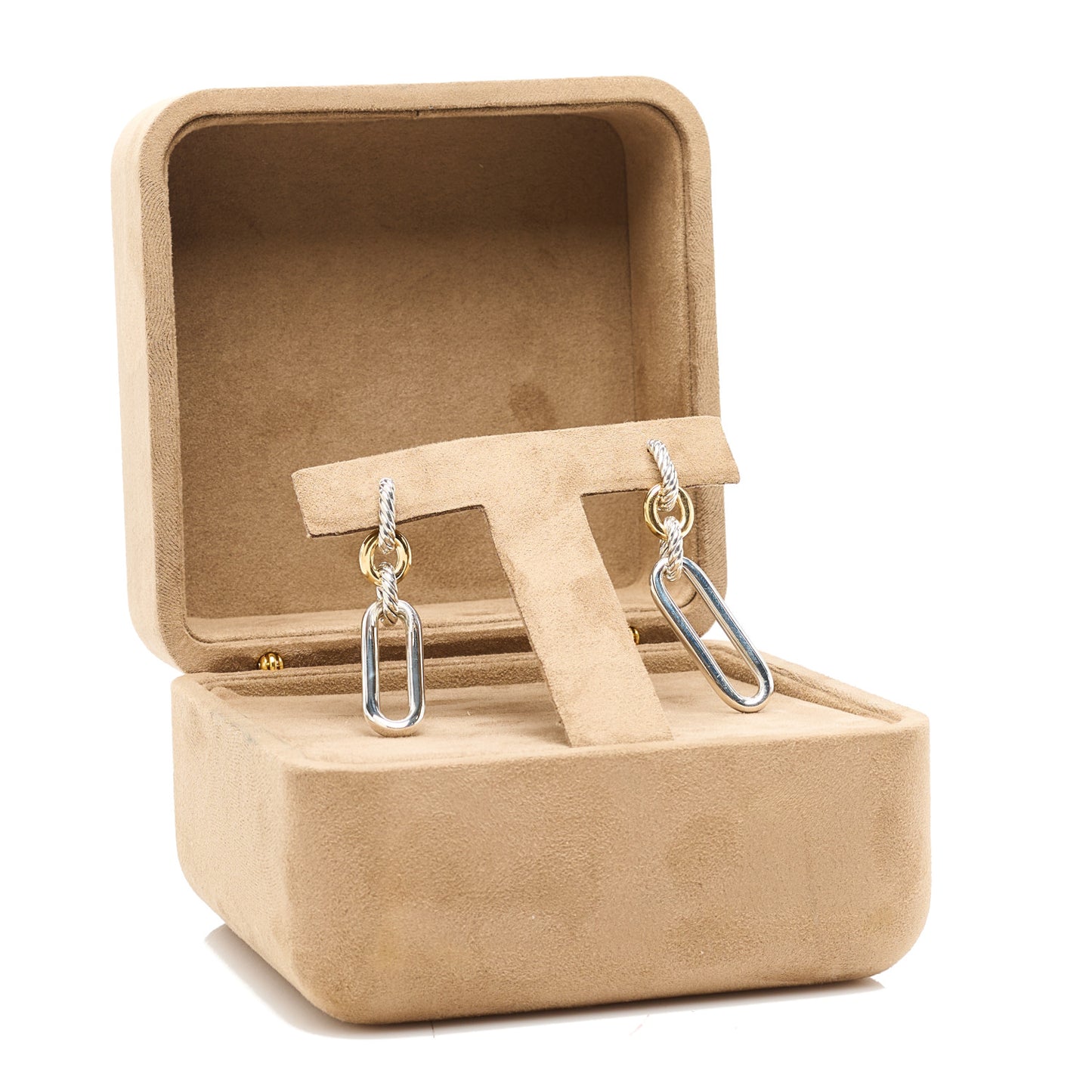 Sterling Silver 18K Yellow Gold Lexington Double Link Drop Earrings
