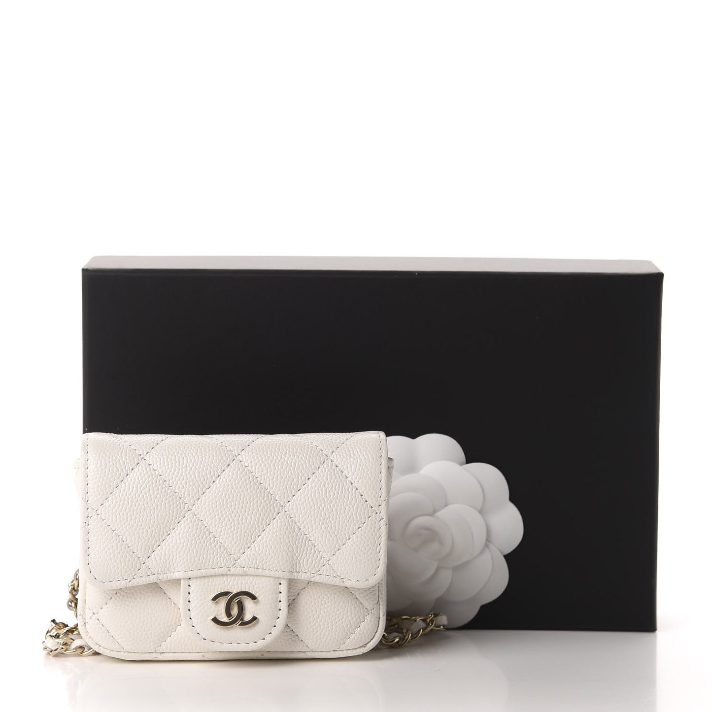 Caviar Quilted Belt Bag White