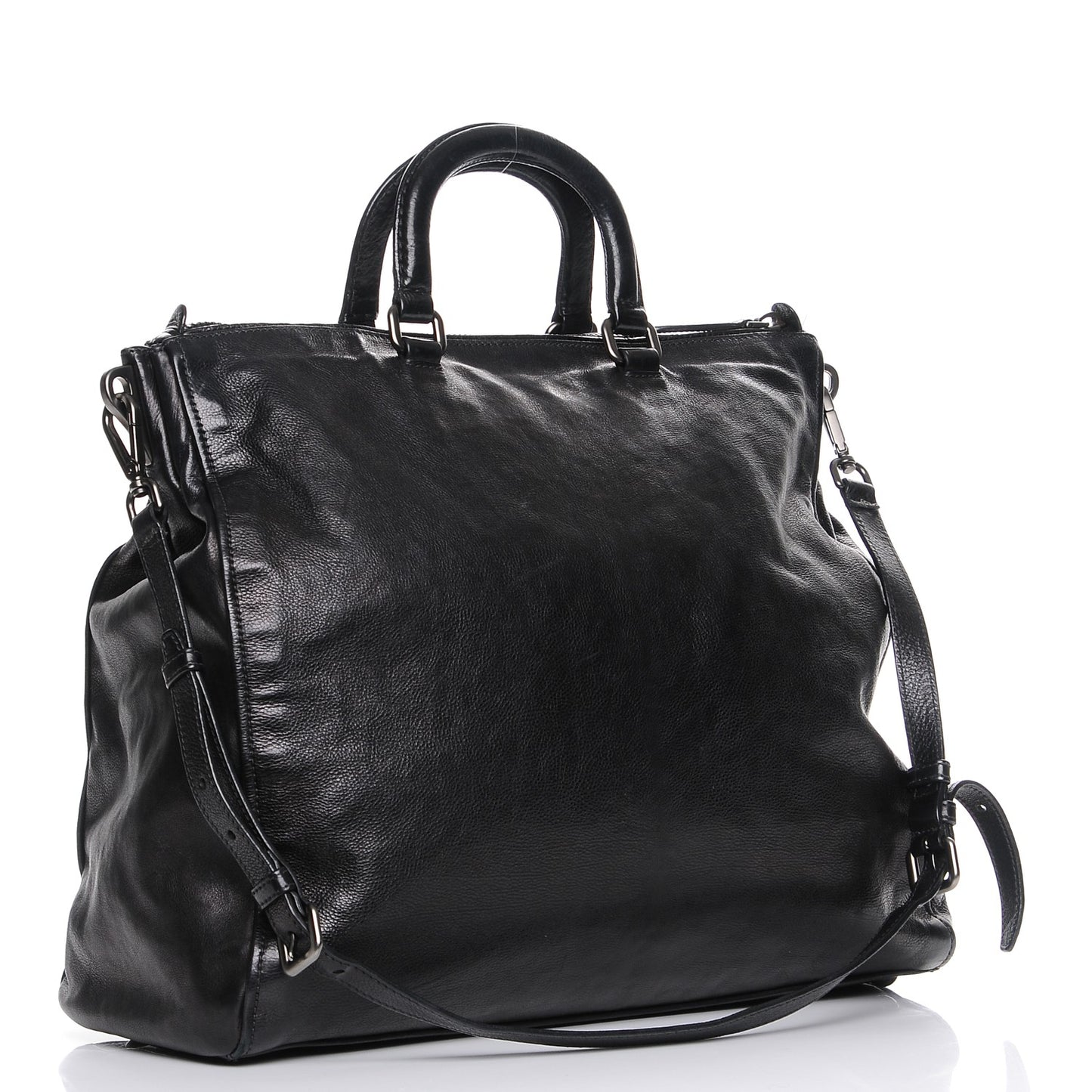 Glace Calf Shopping Tote Nero Black