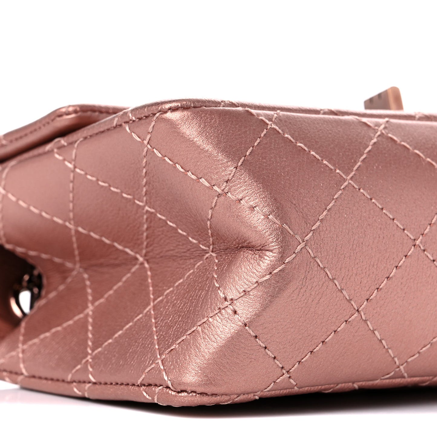 Metallic Grained Calfskin Quilted 2.55 Reissue Mini Flap Copper Pink