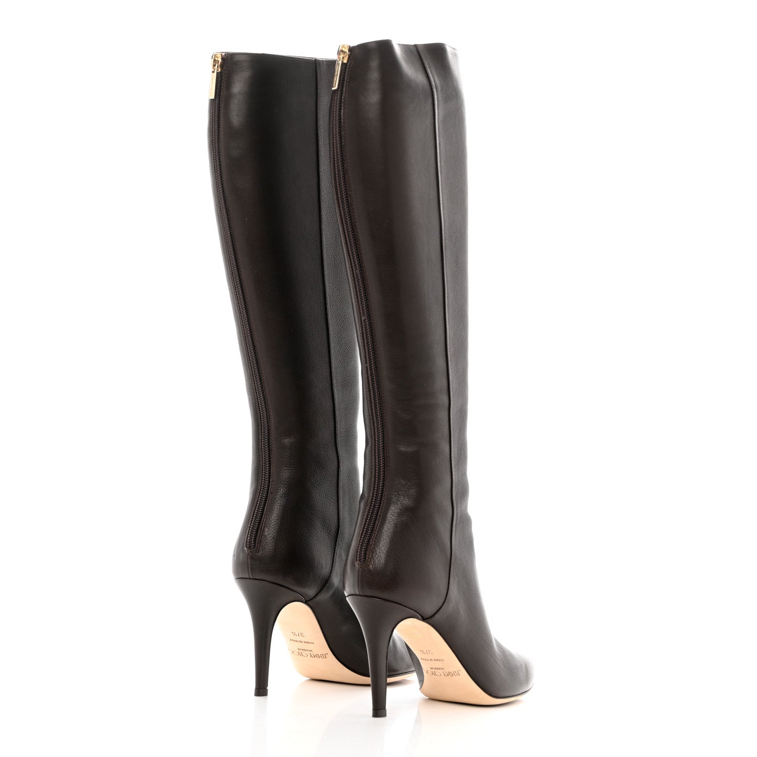 Jimmy Choo Grained Calfskin Paloma Tall Boots 37.5 Brown 4 of 6