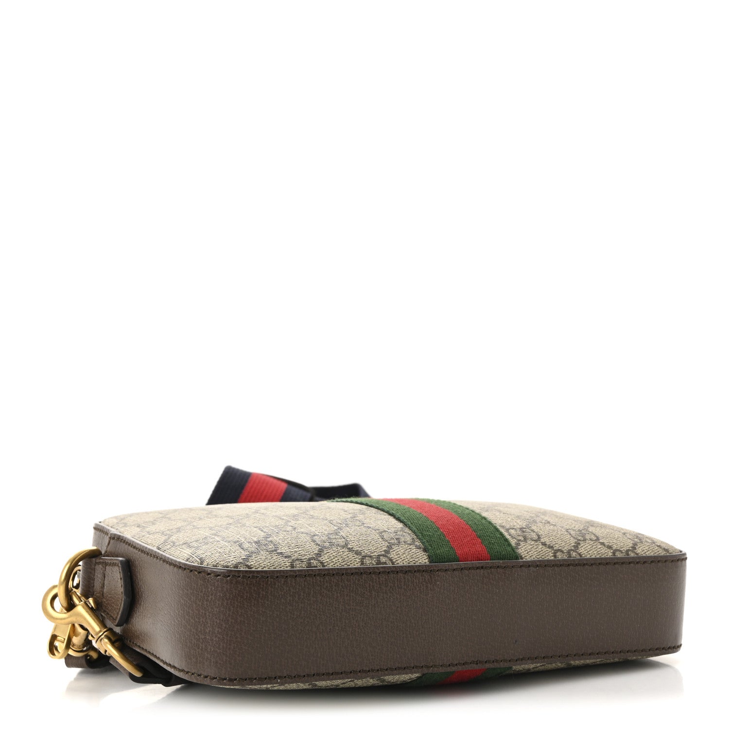 Gucci GG Supreme Monogram Textured Dollar Calfskin Web Ophidia Wristlet Shoulder Bag Beige Ebony New Acero 4 of 10