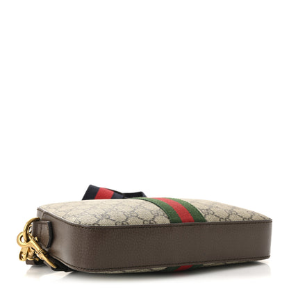 Gucci GG Supreme Monogram Textured Dollar Calfskin Web Ophidia Wristlet Shoulder Bag Beige Ebony New Acero 4 of 10