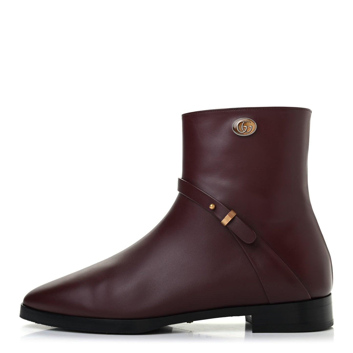 Calfskin Womens GG Ankle Boots 37.5 Vintage Bordeaux