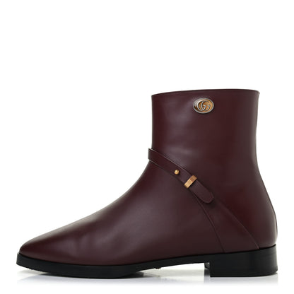 Gucci Calfskin Womens GG Ankle Boots 37.5 Vintage Bordeaux 1 of 8