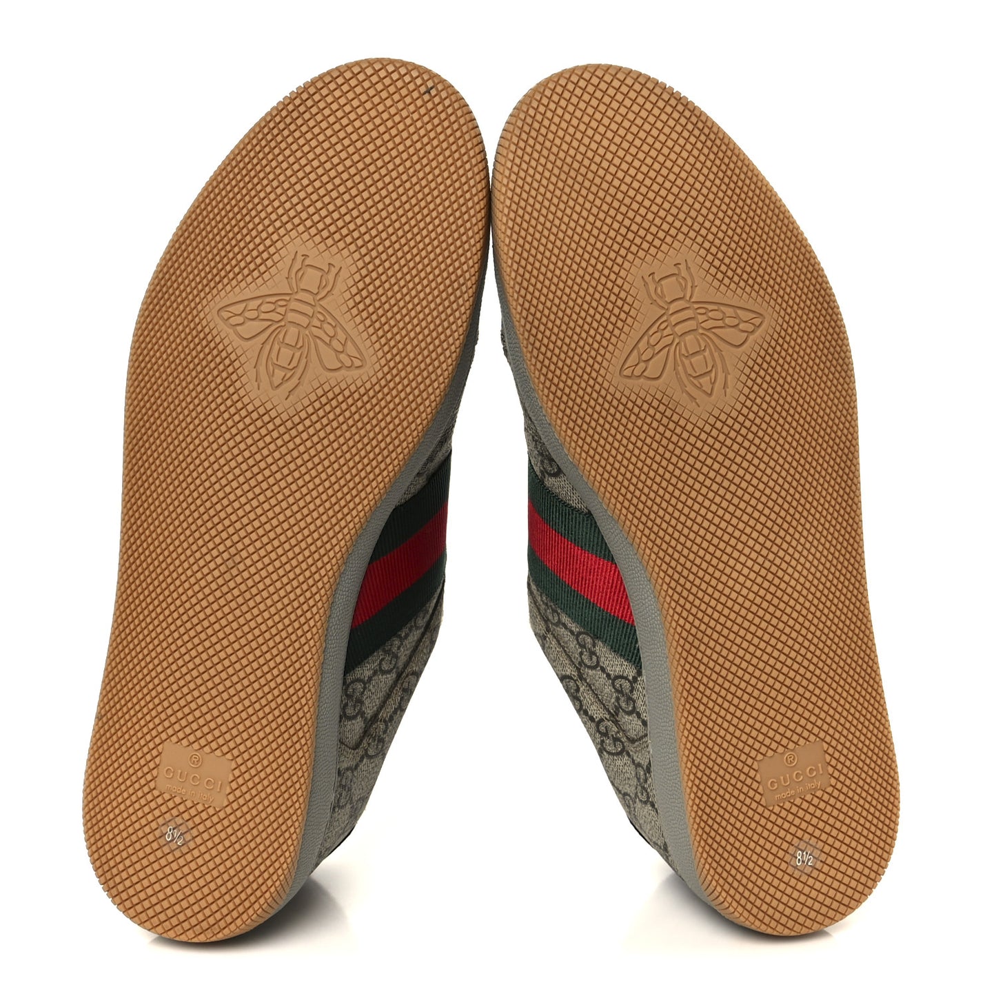 GG Supereme Monogram Miro Soft Calfskin Web Mens Screener Sneakers 8.5 8.5 Beige Ebony Black New Platinum