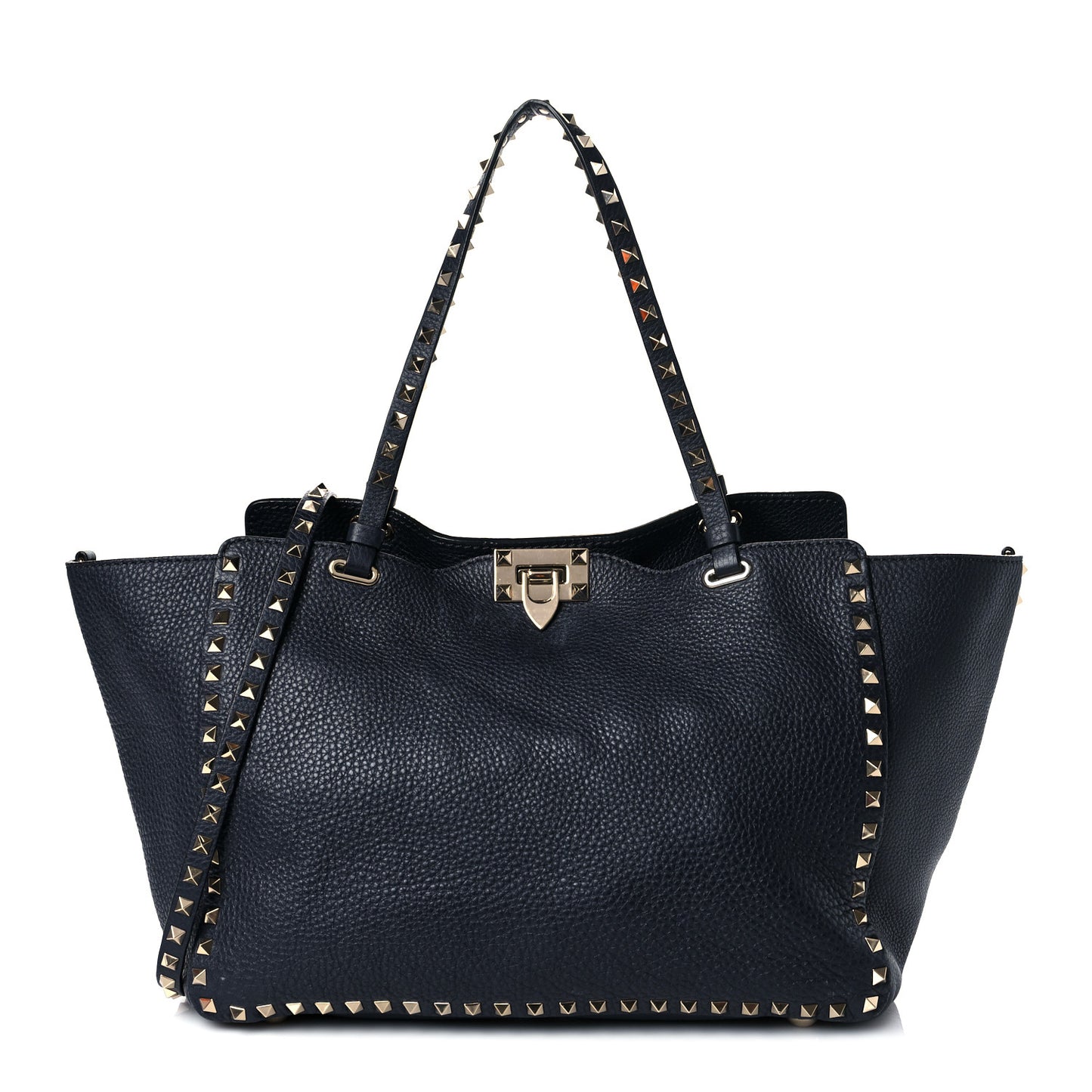 Pebbled Calfskin Medium Rockstud Tote Marine