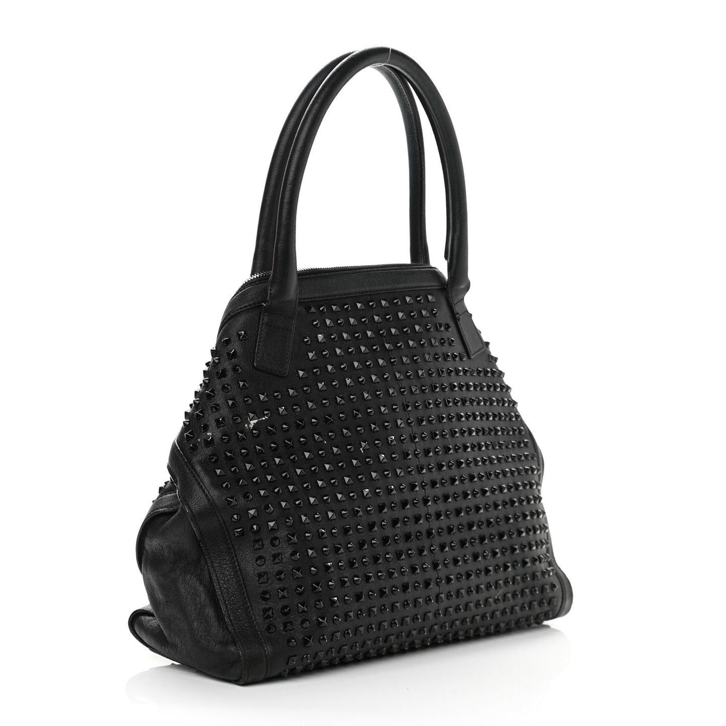 Lambskin Studded Large De Manta Tote Black