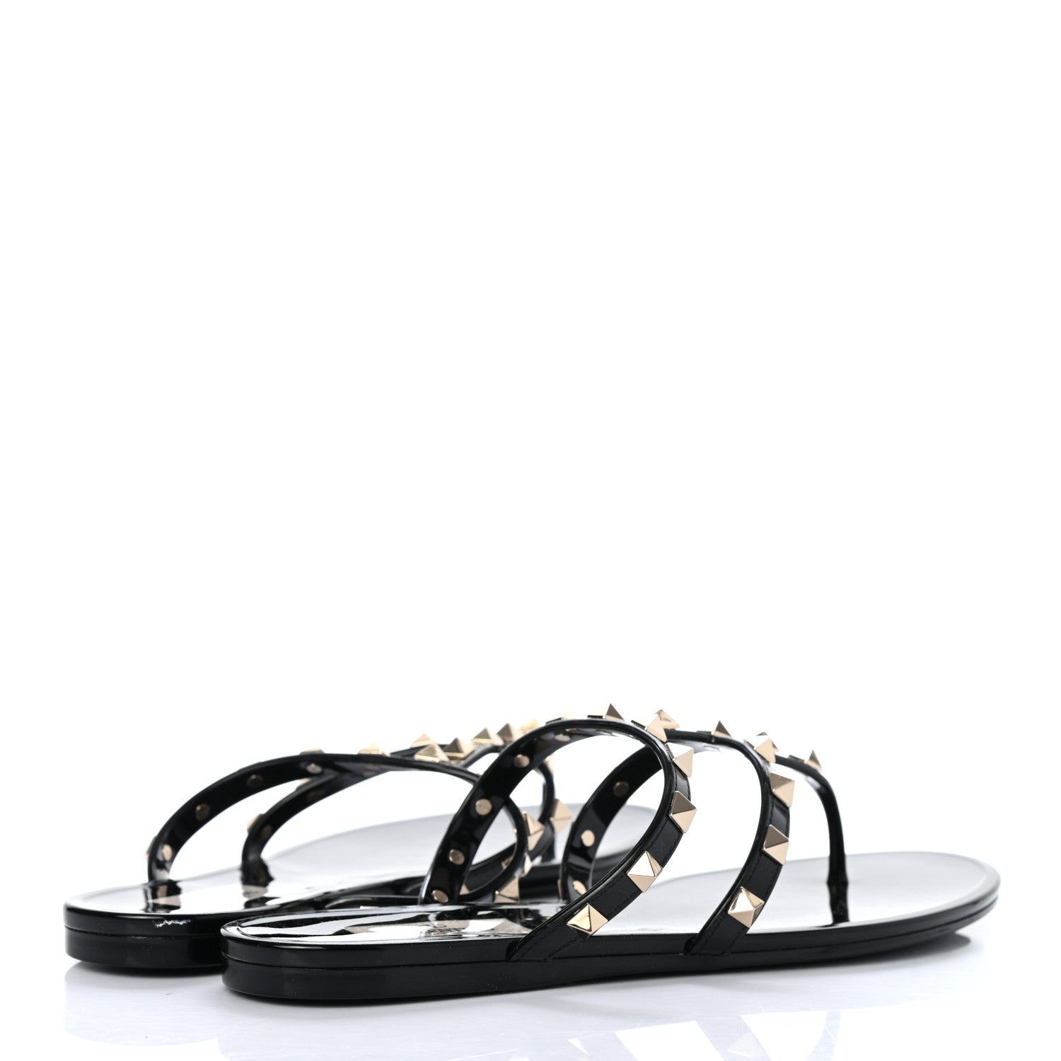 Valentino Garavani PVC Jelly Rockstud Caged Flat Thong Sandals 37 Black 4 of 7