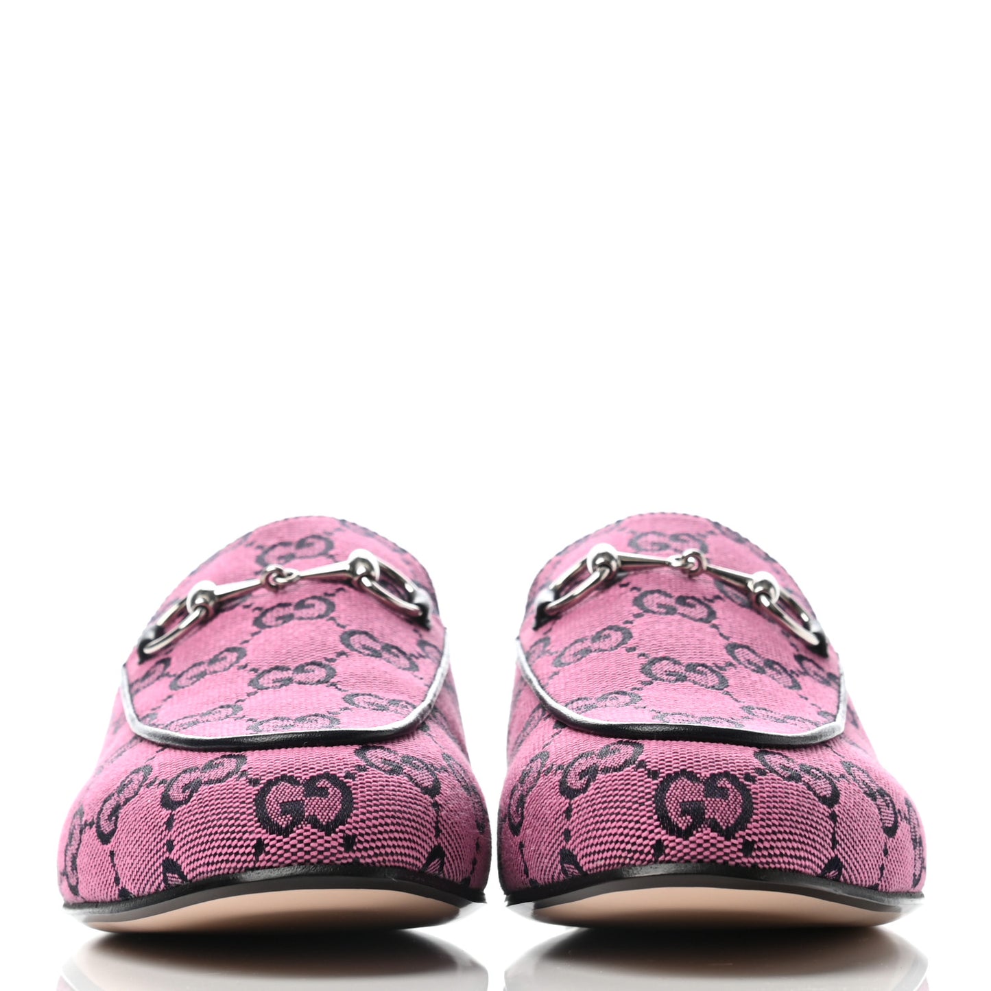 Canvas GG Monogram Horsebit Womens Princetown Slippers 37.5 Pink Blue