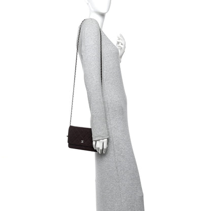 Chanel Caviar Quilted Wallet on Chain WOC Burgundy 2 of 12