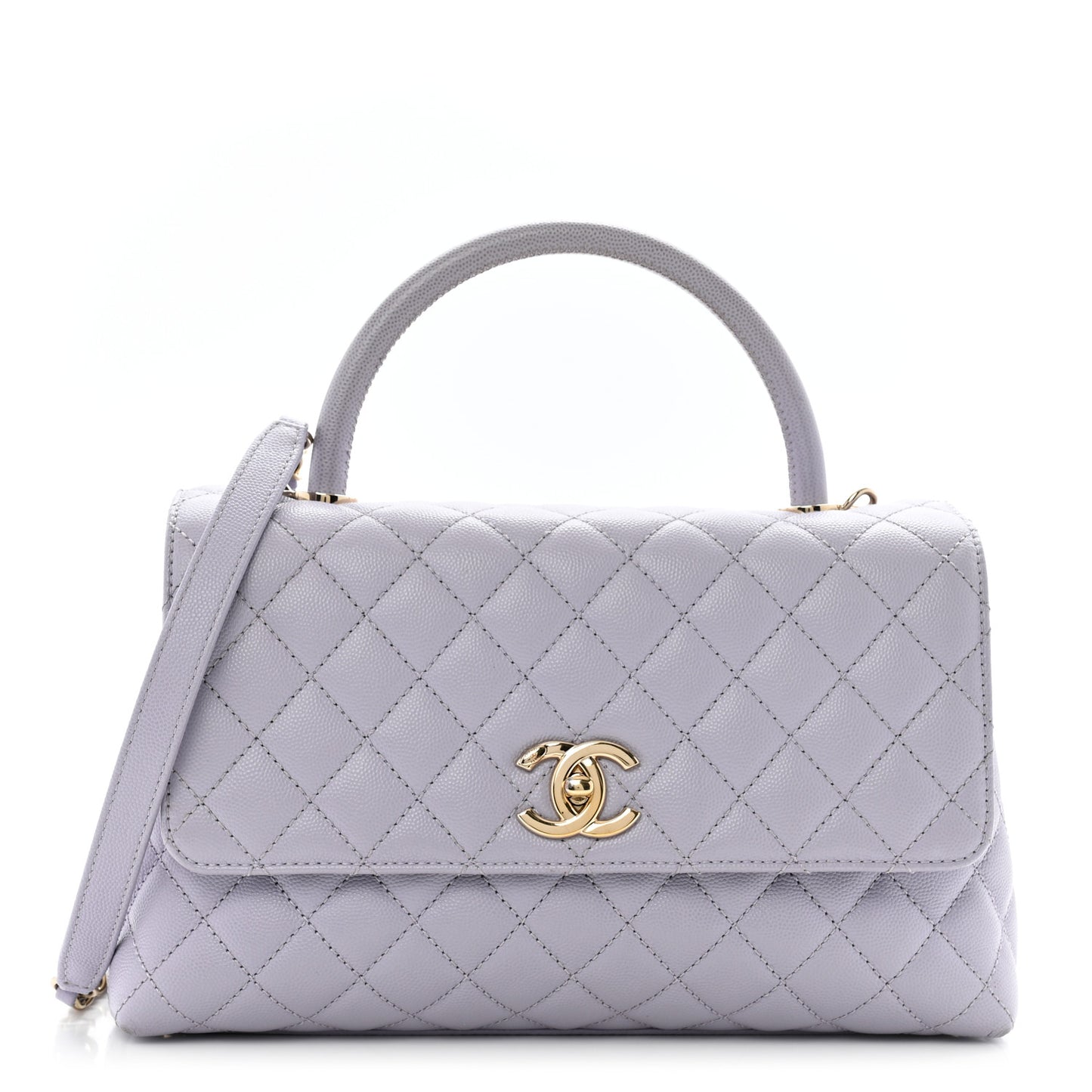 Caviar Quilted Small Coco Handle Flap Light Purple