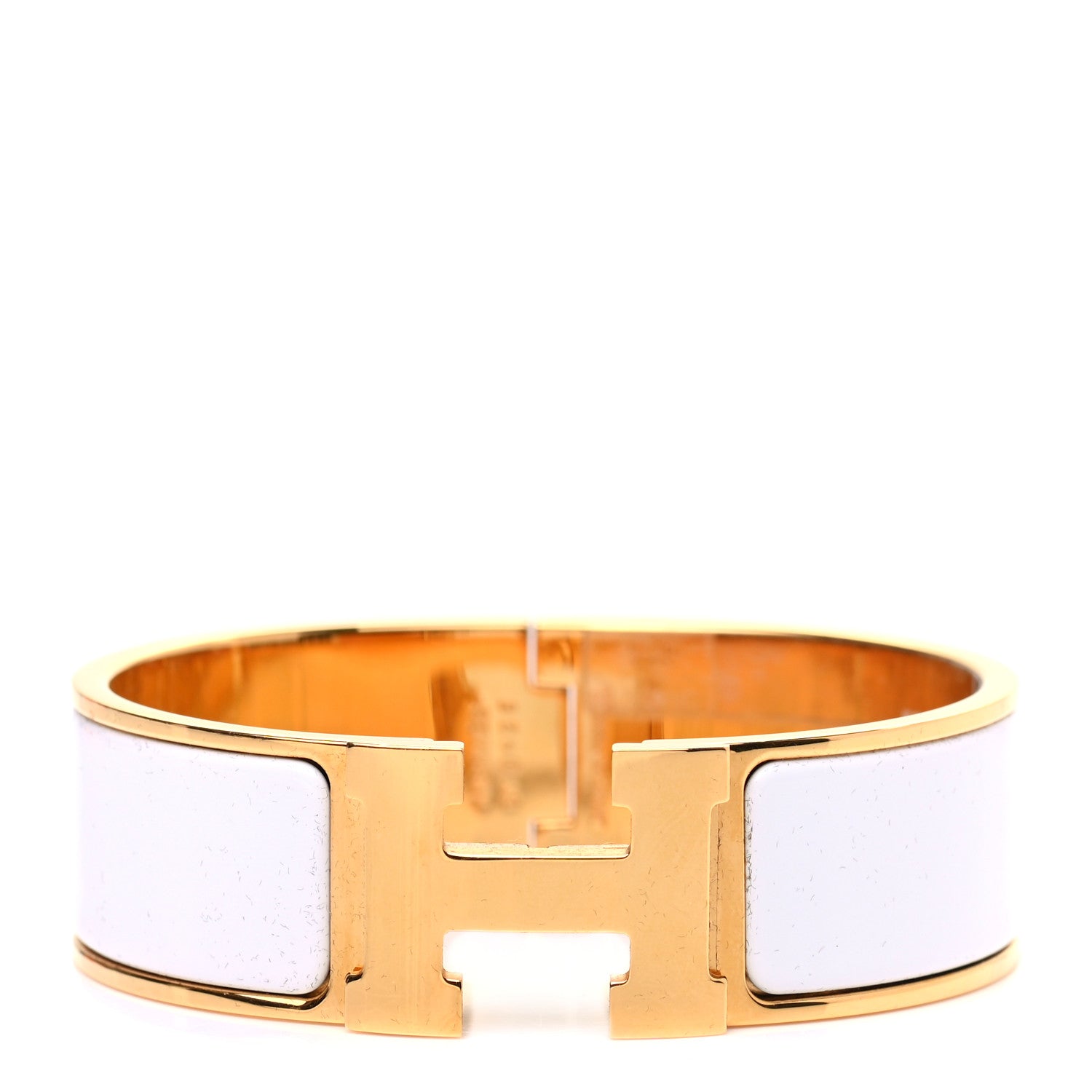 Hermes Enamel Wide Clic Clac H Bracelet GM White 1 of 4