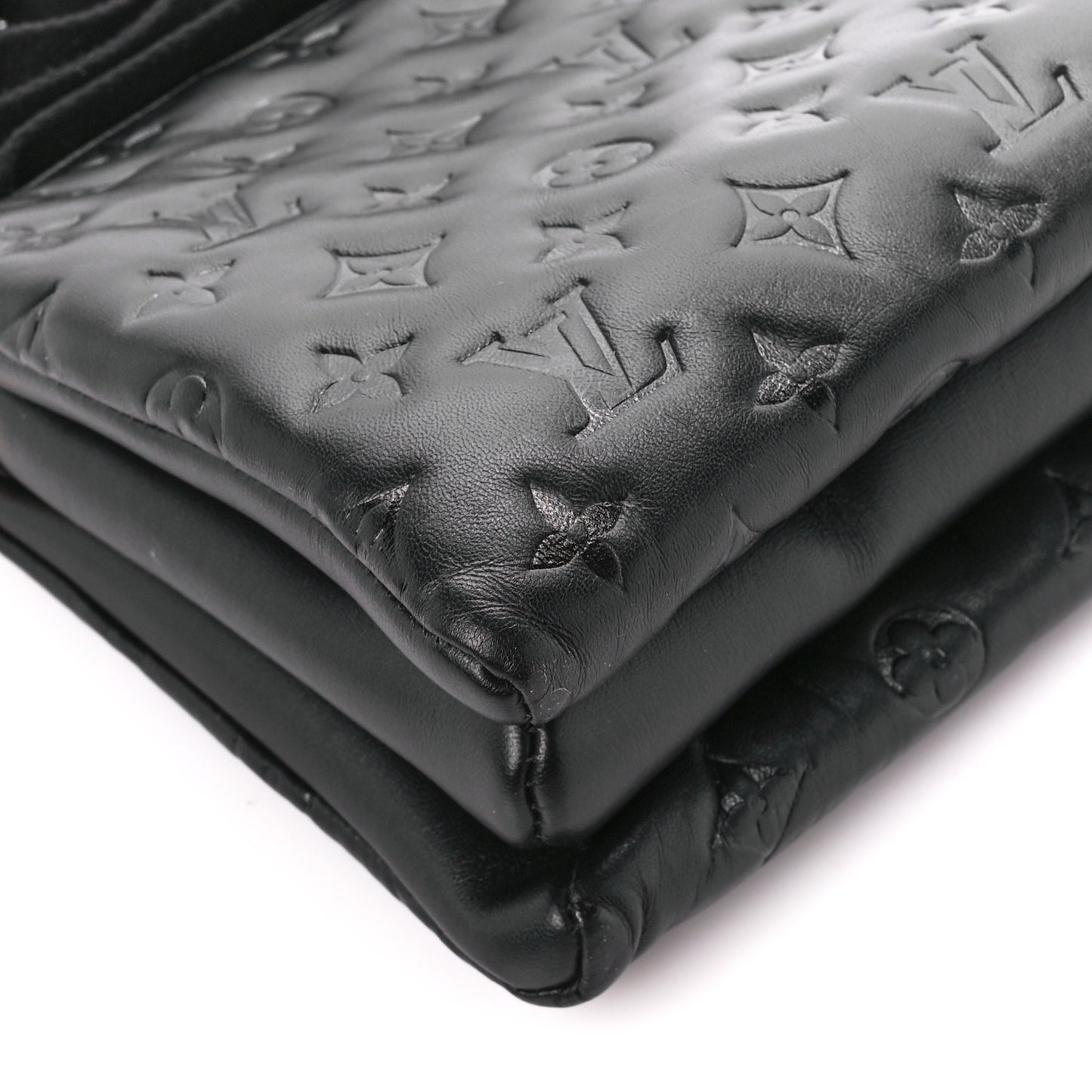 Lambskin Embossed Monogram Coussin PM Black