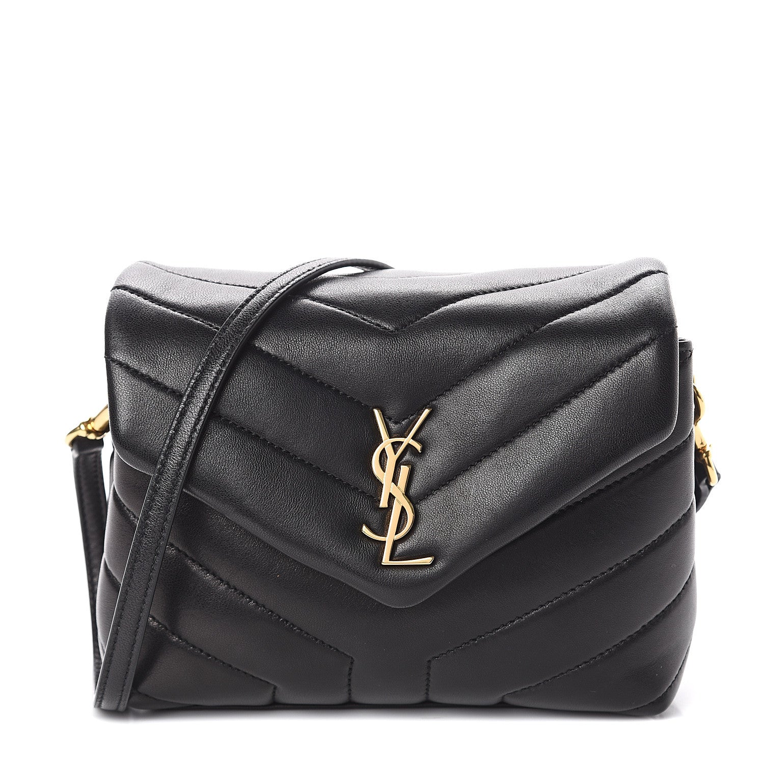 Saint Laurent Calfskin Y Quilted Monogram Toy Loulou Crossbody Bag Black 1 of 8