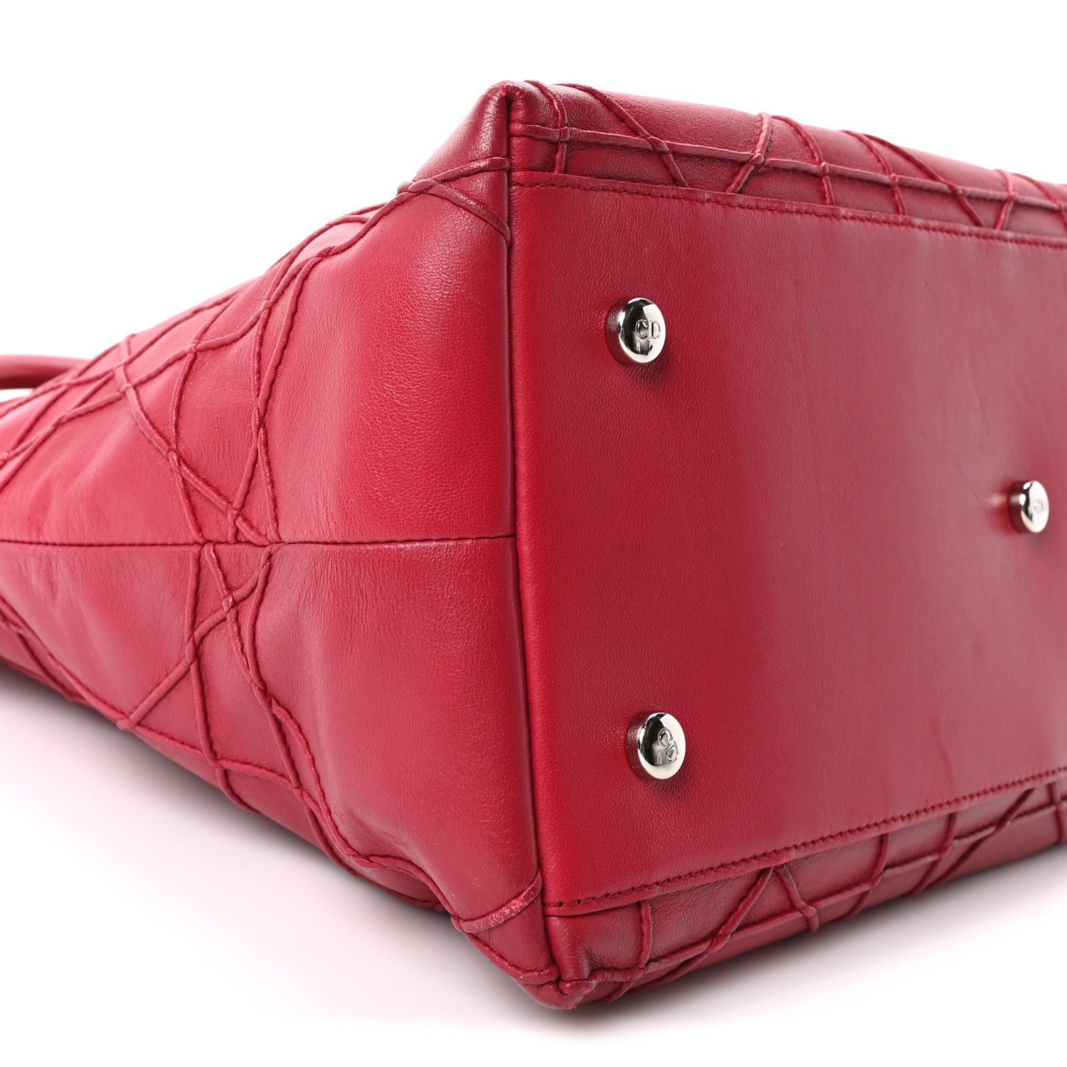 Christian Dior Lambskin Cannage Medium Granville Tote Red 9 of 10