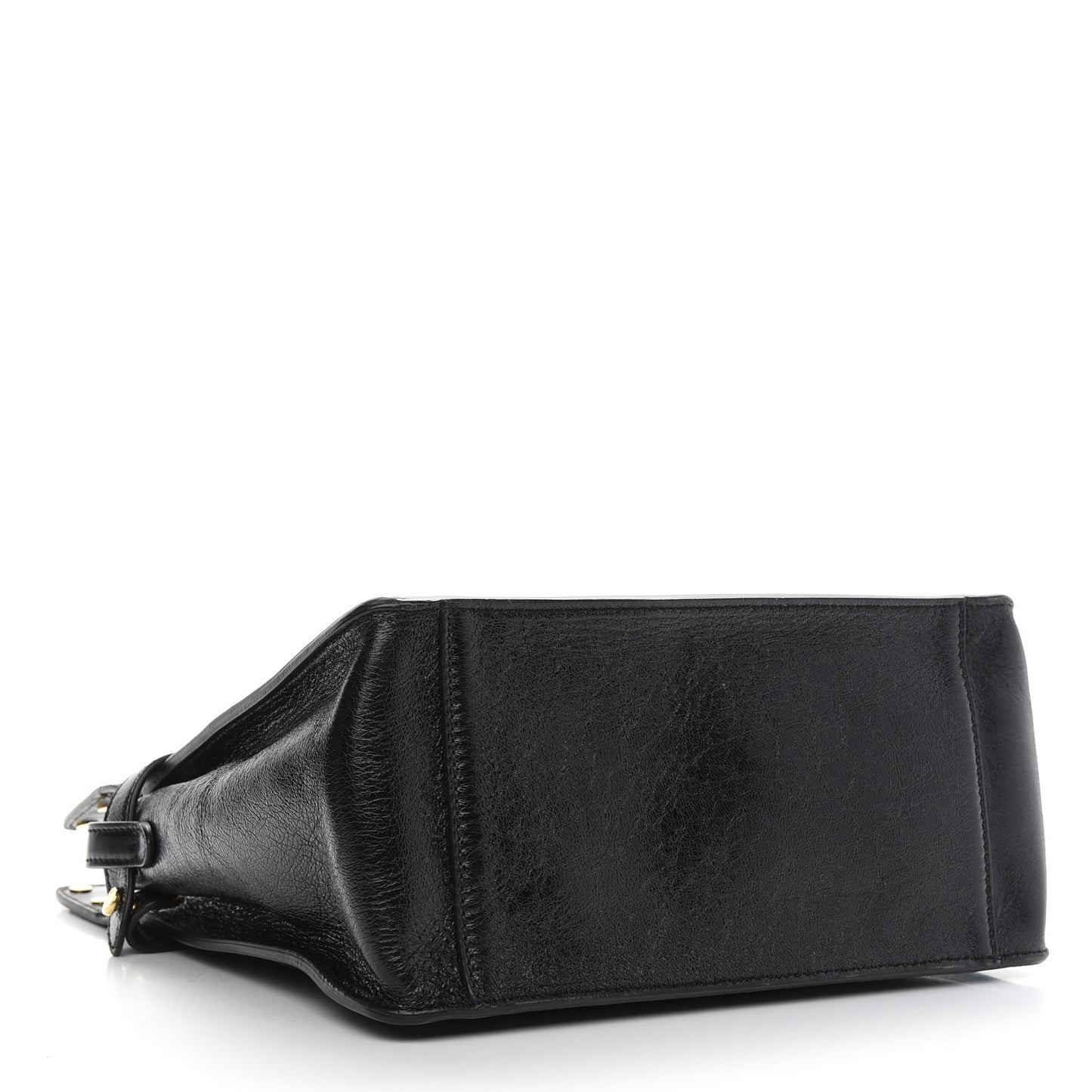 Agnello Old Shine Vitello Go Rain Small Flip Tote Black Marrone
