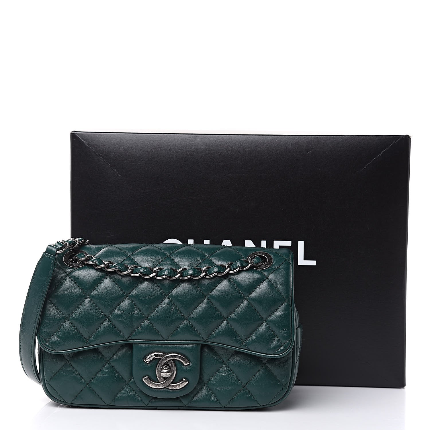 Chanel Aged Calfskin Quilted Small Easy Flap Green 10 of 10