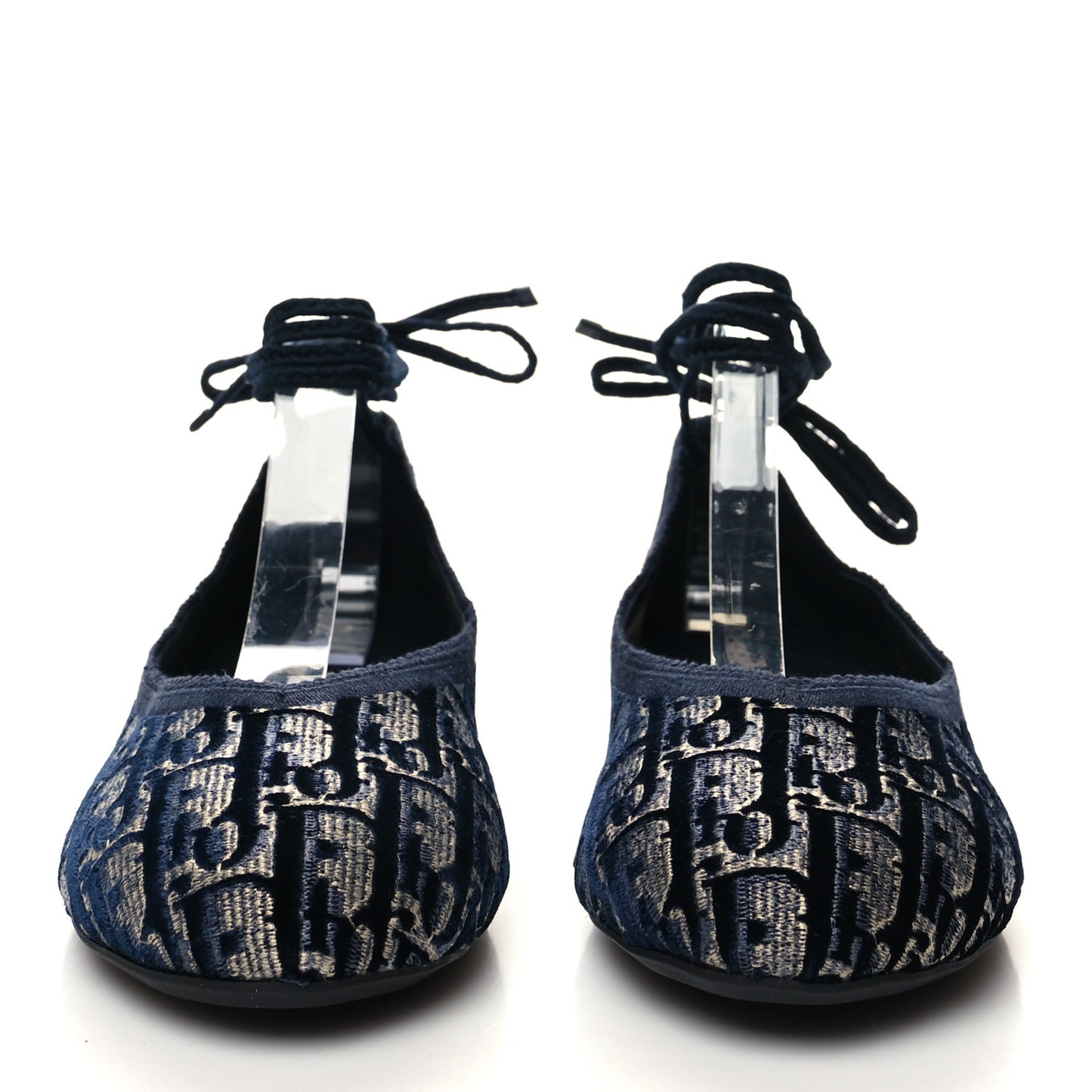 Velvet Oblique Poeme Laced Ballerina Flats 40 Blue