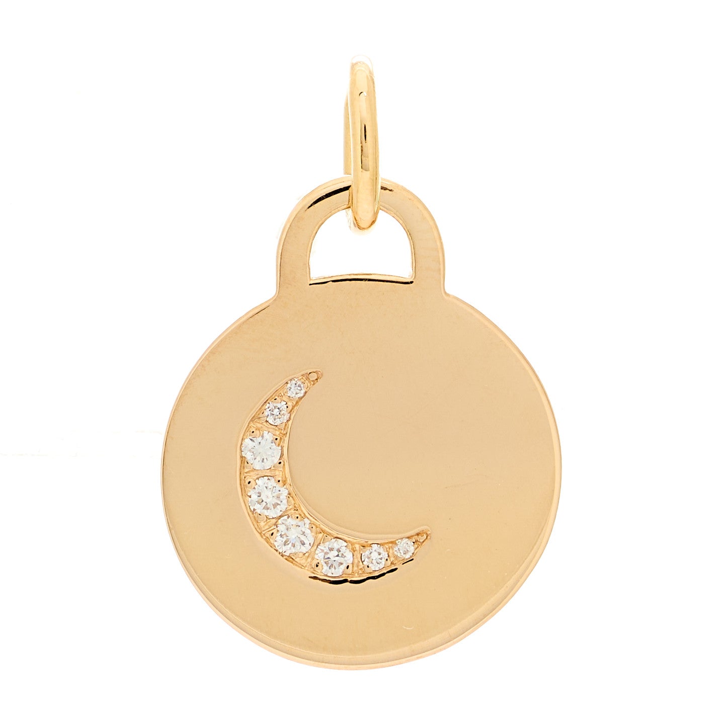 18K Rose Gold Diamond Moon Tag Charm Pendant