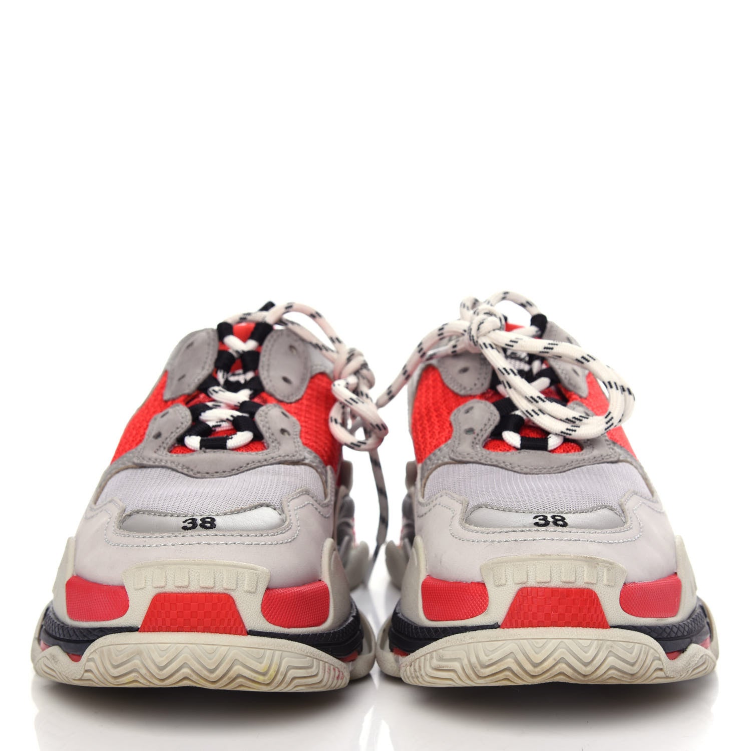 Balenciaga Fabric Mesh Womens Triple S Sneakers 38 Red Grey White 2 of 11