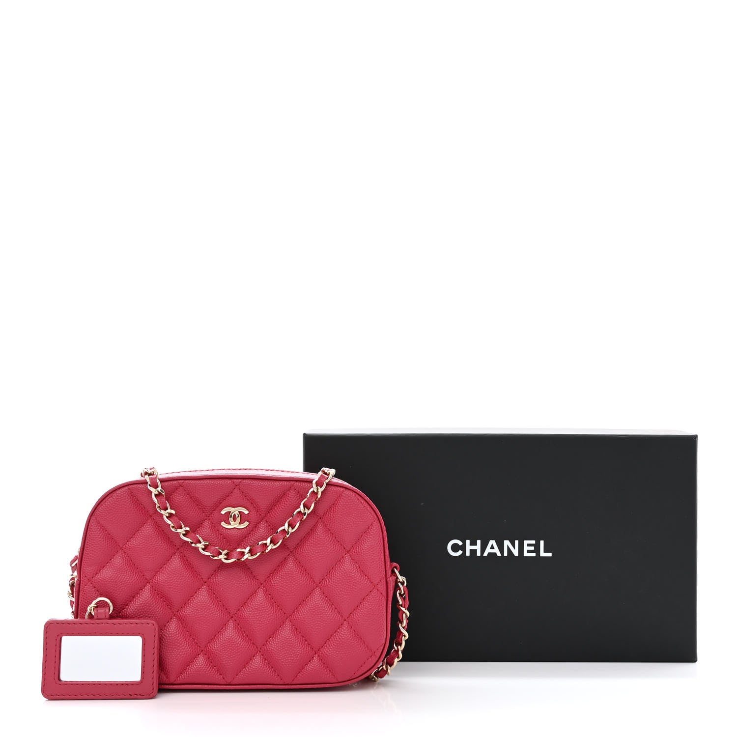 Chanel Caviar Quilted Camera Case Dark Pink 14 of 14