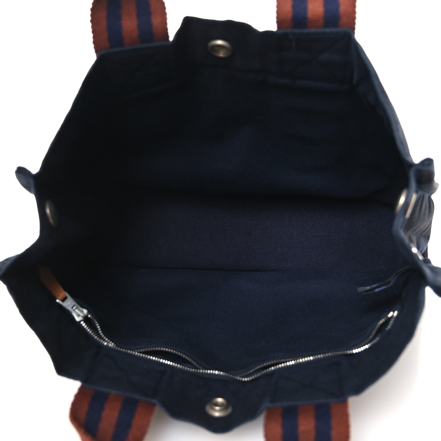 Hermes Canvas Tout Fourre PM Navy Brown 4 of 14