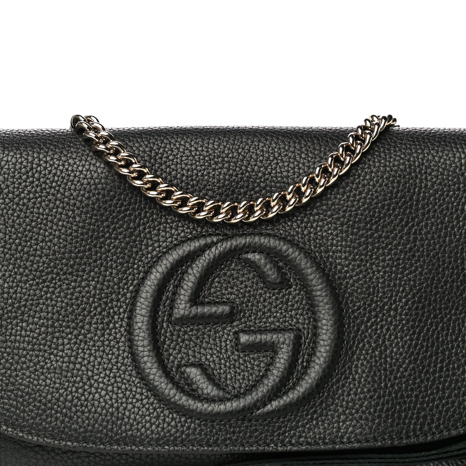 Gucci Pebbled Calfskin Medium Soho Flap Crossbody Black 9 of 16