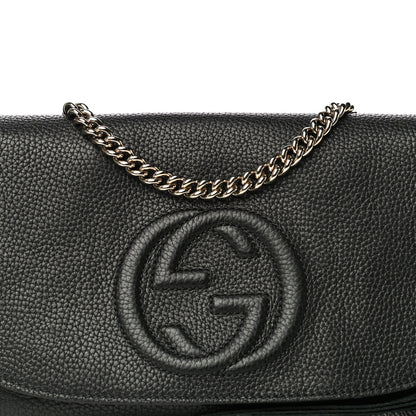 Gucci Pebbled Calfskin Medium Soho Flap Crossbody Black 9 of 16