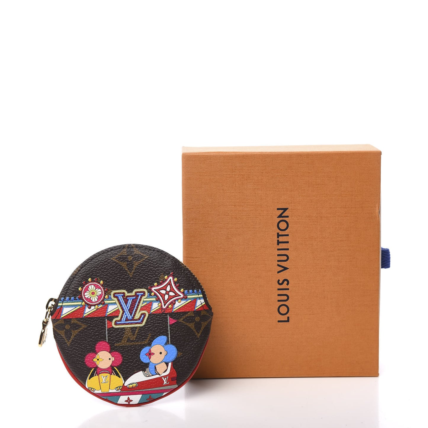 Monogram 2020 Christmas Animation Bumper Cars Round Coin Purse Coquelicot