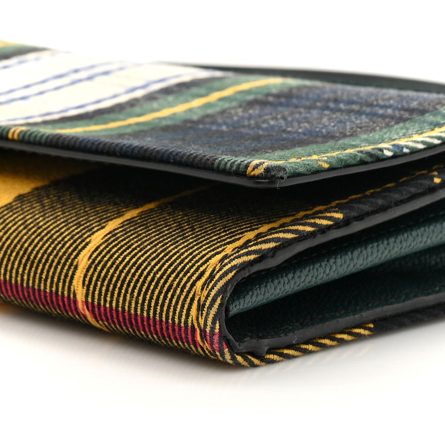 Canvas Tartan Check Mix Henley Wallet on Chain Green Multicolor
