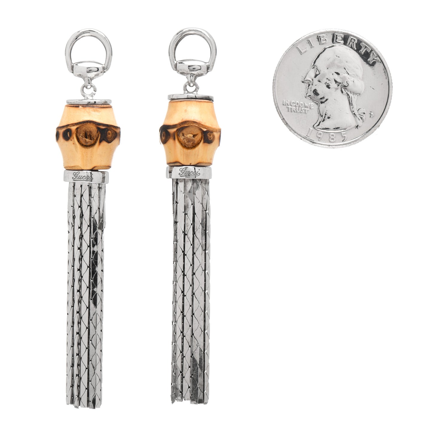 Sterling Silver Bamboo Horsebit Tassel Earrings