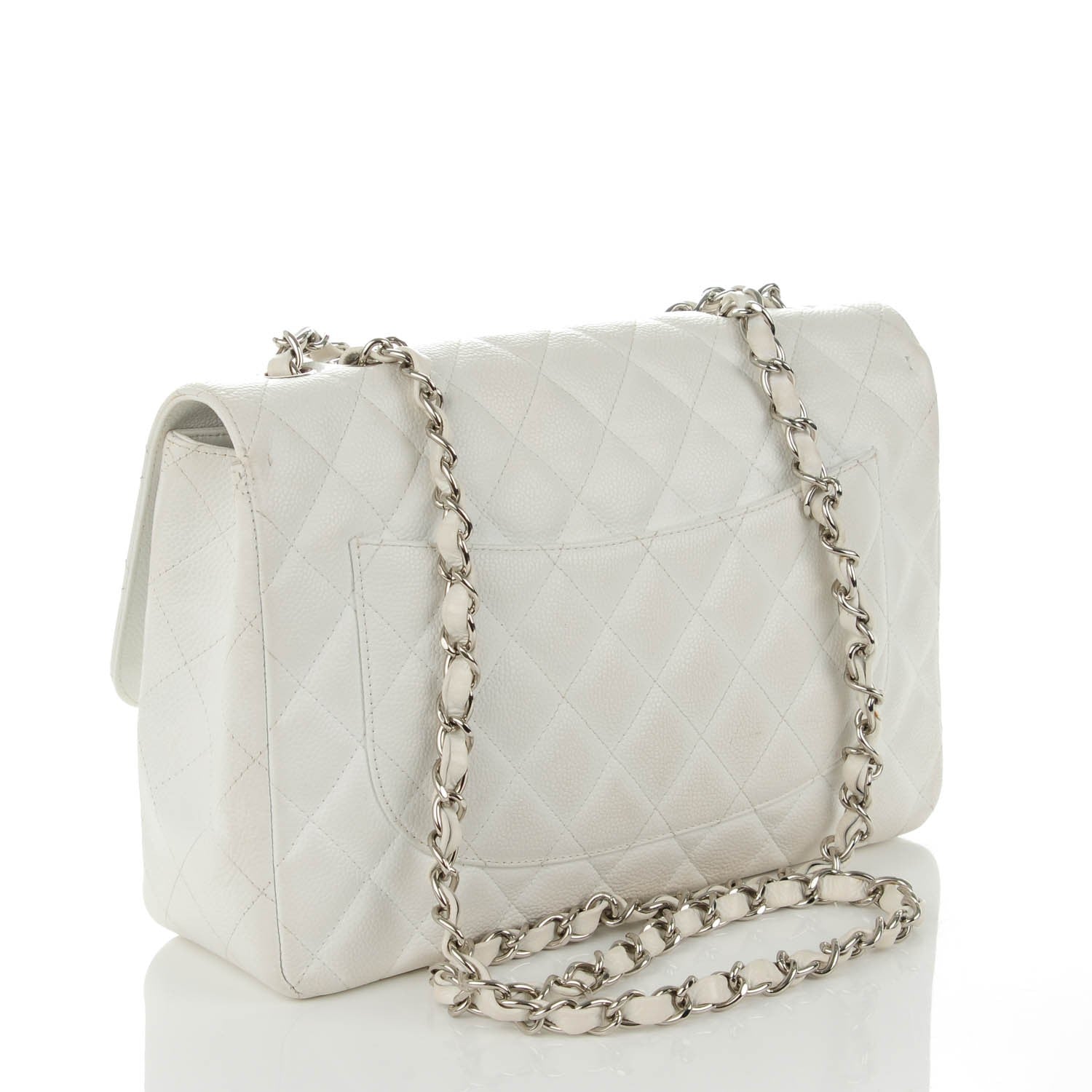 Chanel Caviar Quilted Jumbo Single Flap White 3 of 8