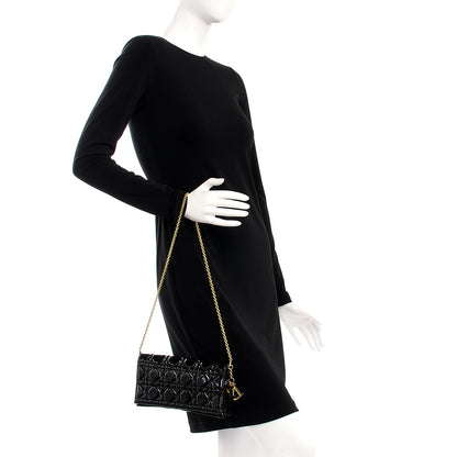 Christian Dior Patent Cannage Lady Dior Convertible Clutch Black 2 of 7