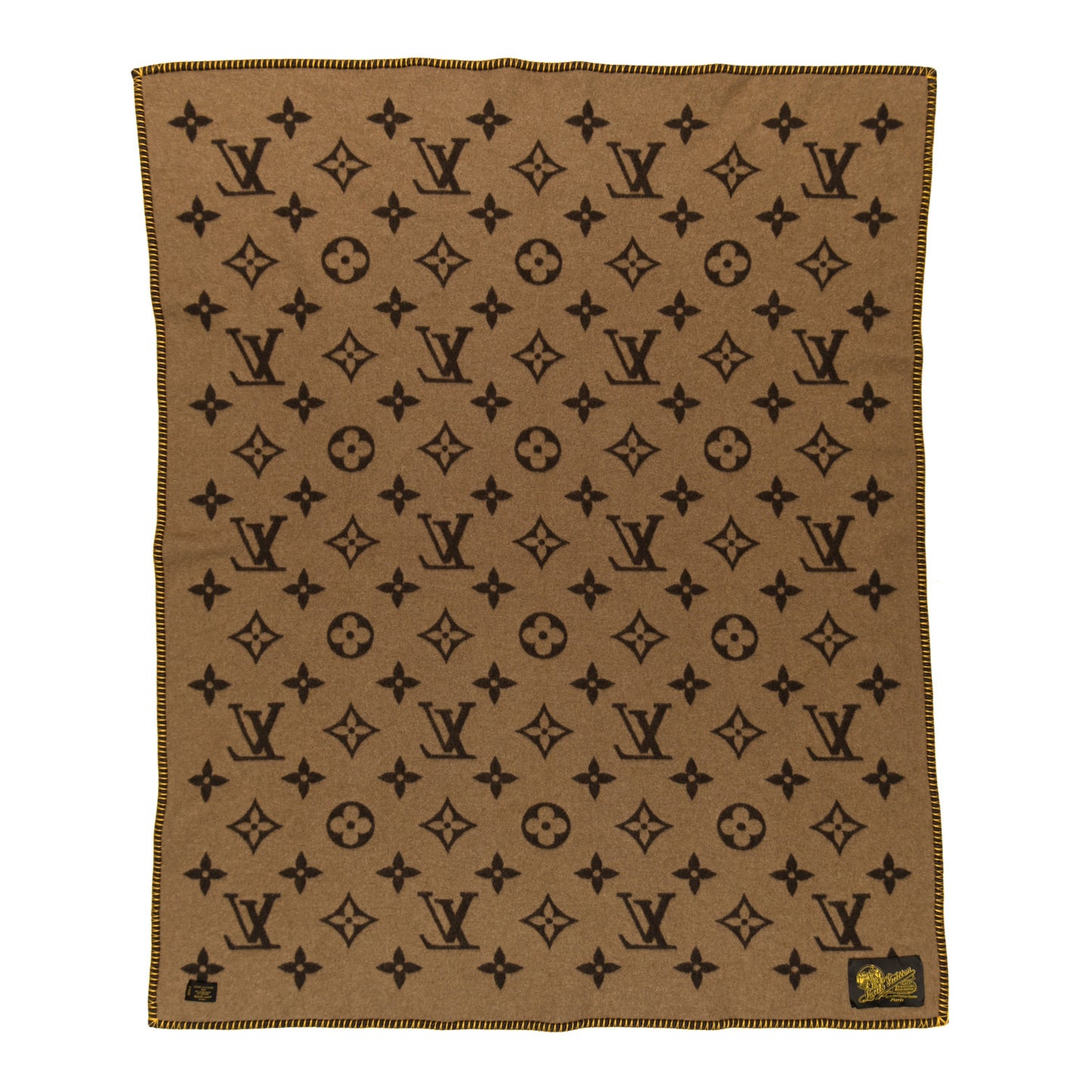 Lambswool Angora Monogram Blanket Marron