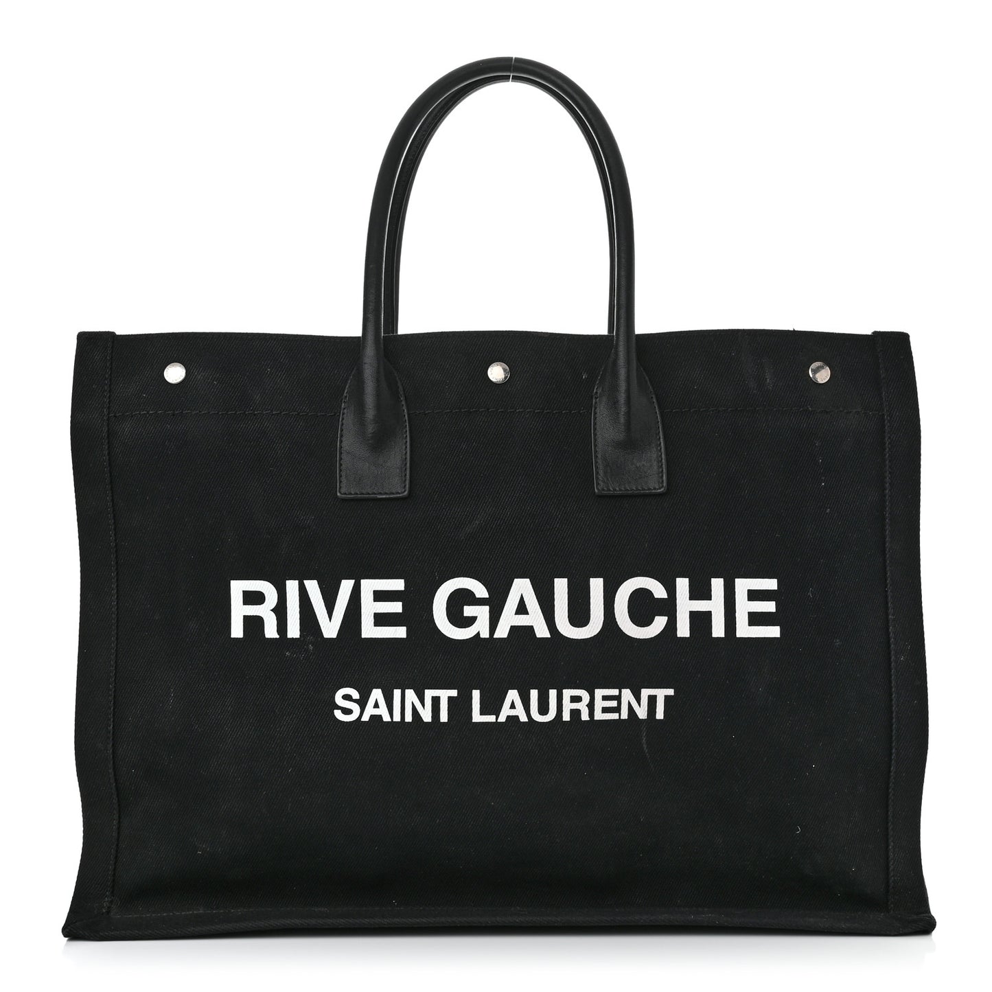 Linen Calfskin Rive Gauche Tote Black