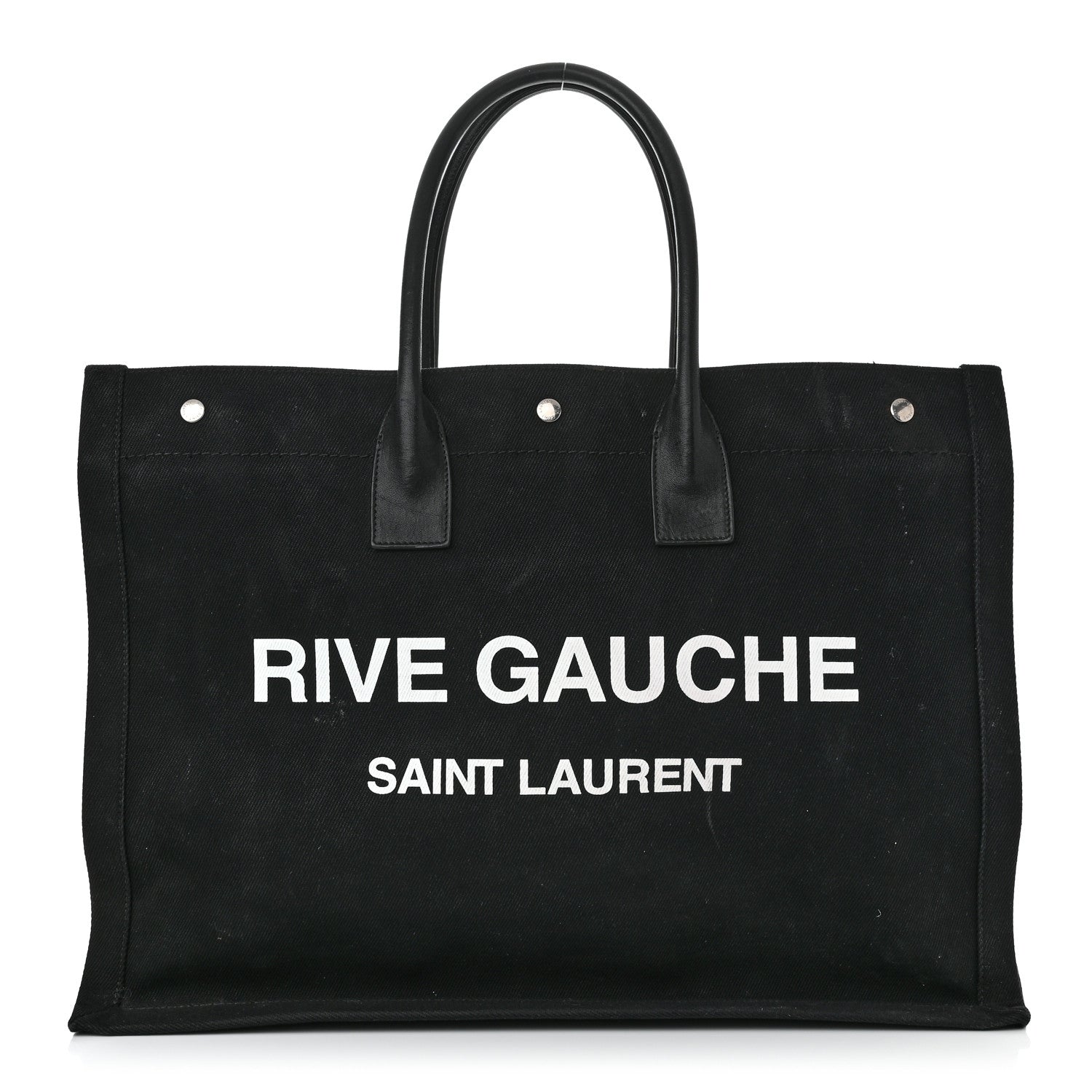 Saint Laurent Linen Calfskin Rive Gauche Tote Black 1 of 15