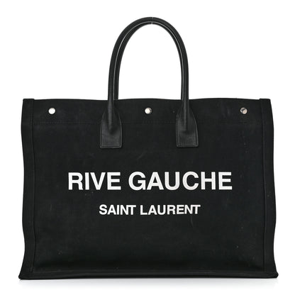 Saint Laurent Linen Calfskin Rive Gauche Tote Black 1 of 15
