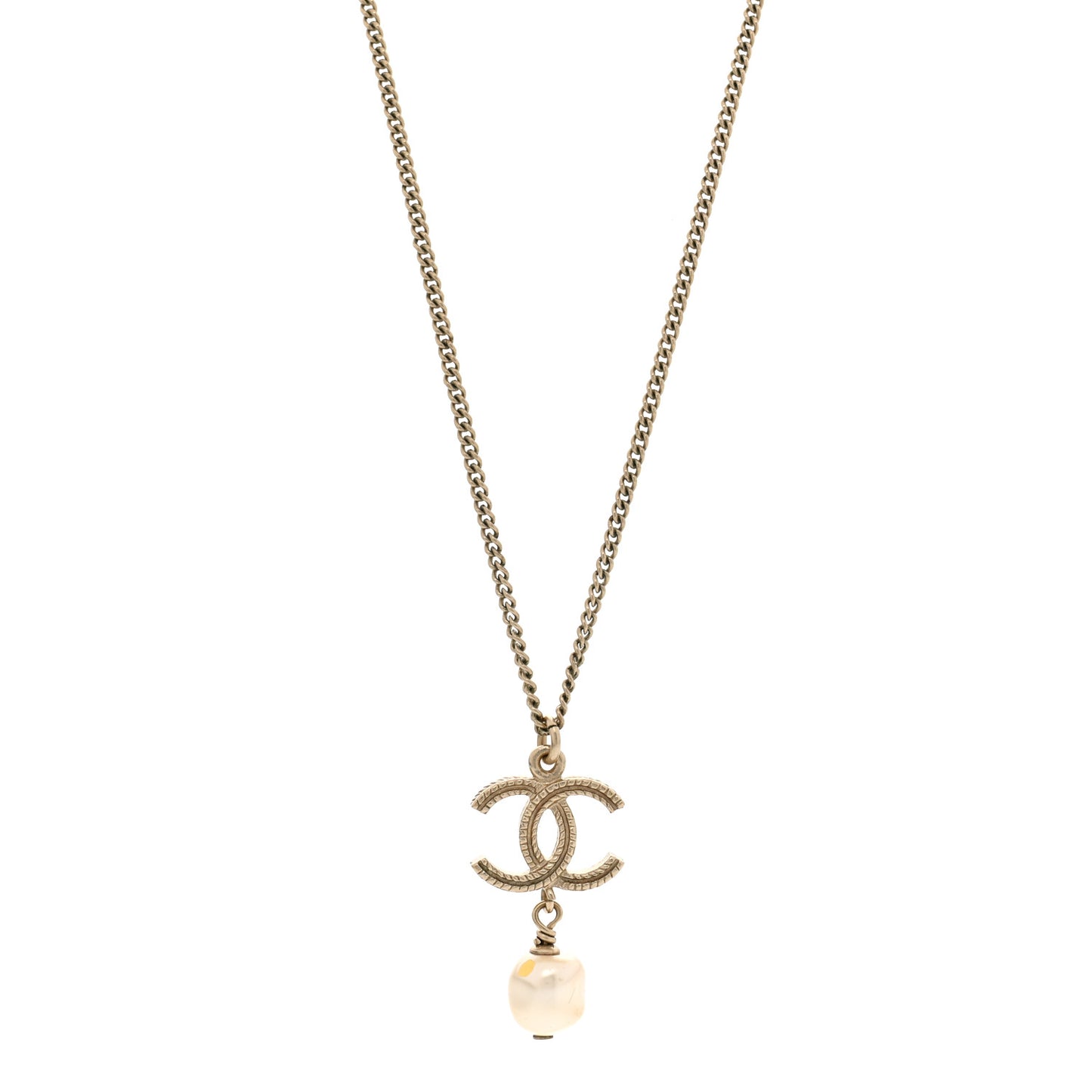 Crystal Twisted CC Drop Necklace Gold