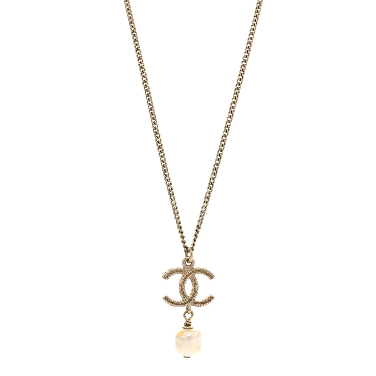 Chanel Crystal Twisted CC Drop Necklace Gold 1 of 6